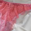 Women Sexy Pink Eyelash Lace Sheer Lingerie Set With Push Up Bra