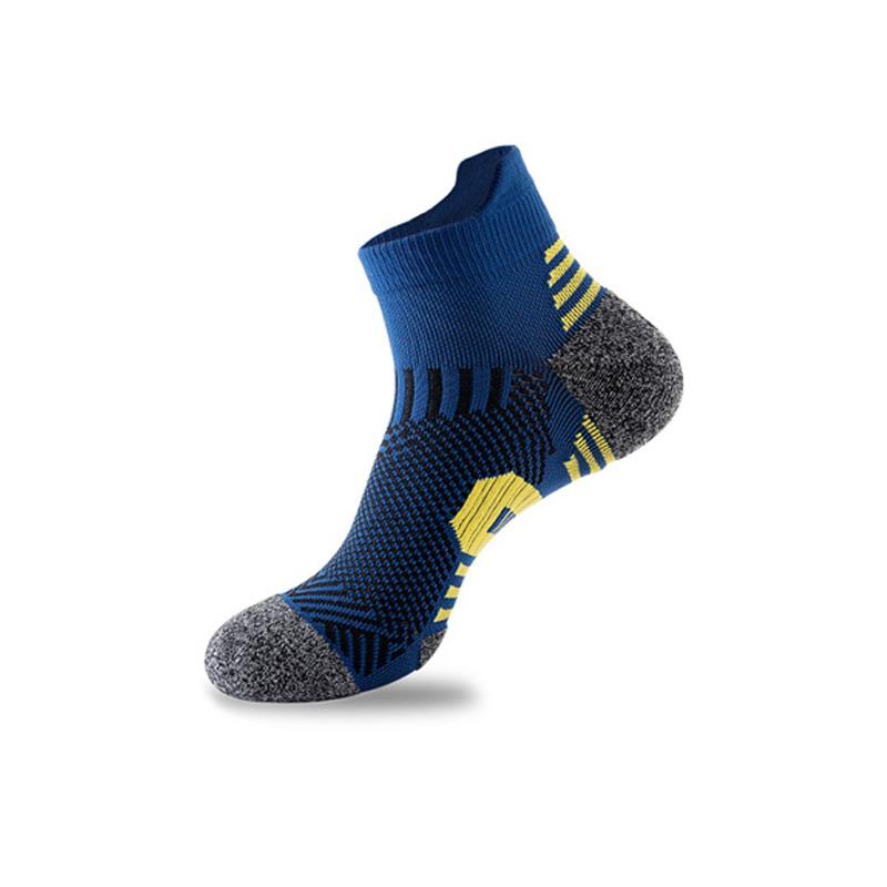 

1 пара мужских носков до щиколотки, короткие спортивные носки для бега с низкой посадкой, влагоотводящие и амортизирующие, носки для альпинизма с петлями снизу EU38-43 синий