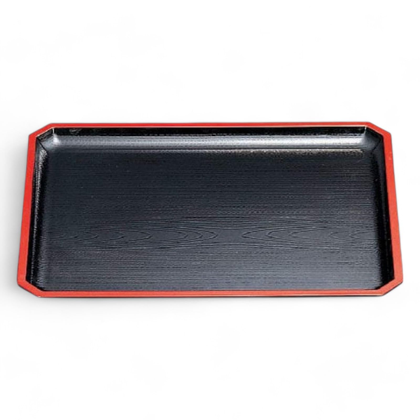 

Wood Grain Tray Lacquerware Made in Japan J-kitchens 3-Shaku Corner-Cut (Tray/Tray) Black/Red, Non-Slip, 39cm, (ABS Resin),