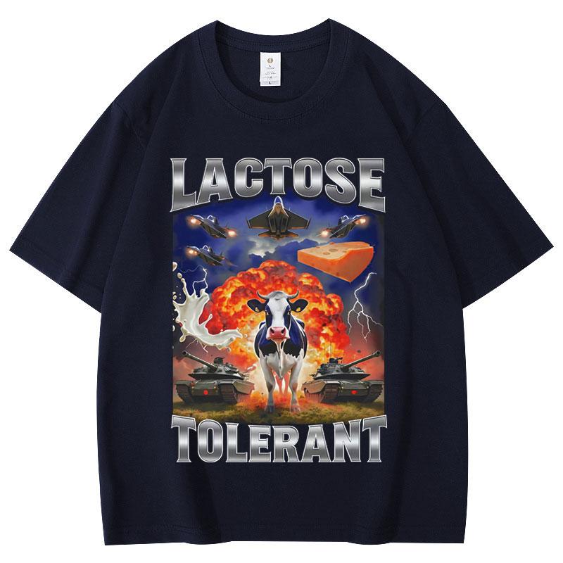 

Lactose Tolerant Funny Cow Graphic T Shirts Men s Women s Fashion Vintage T-shirts High Quality Cotton Summer Breathable Top 4XL