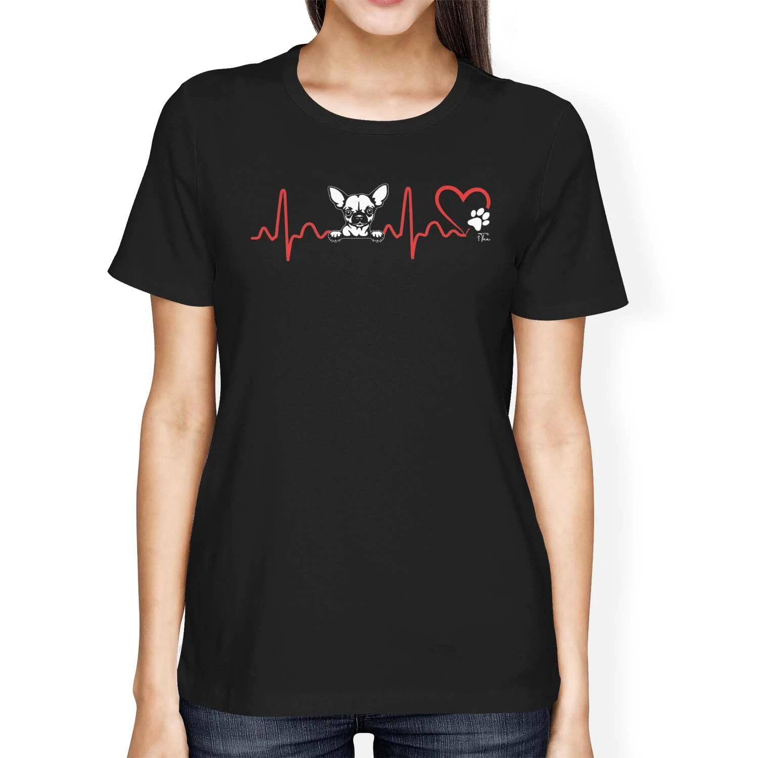1Tee Womens Loose Fit My Heart Belongs to a Chihuahua T-Shirt M