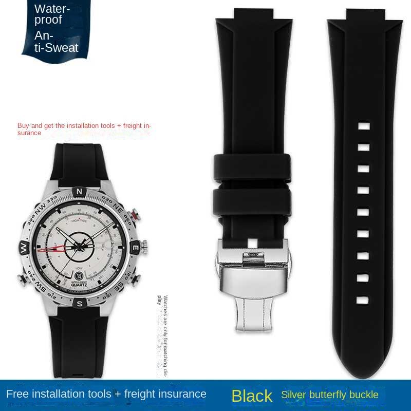 Bracelet de montre convexe Bracelet en silicone pour timex T2N738 T2N739 T2N720 T2N721 T49706 Bracelet de montre à boucle déployante Bracelet en caoutchouc 24X16mm
