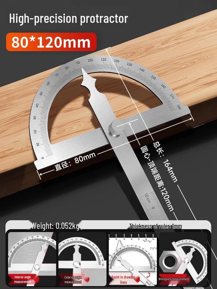 Shengtai High-Precision 90° Stainless Steel Protractor and Angle Ruler - Universal Tool Universal Ruler