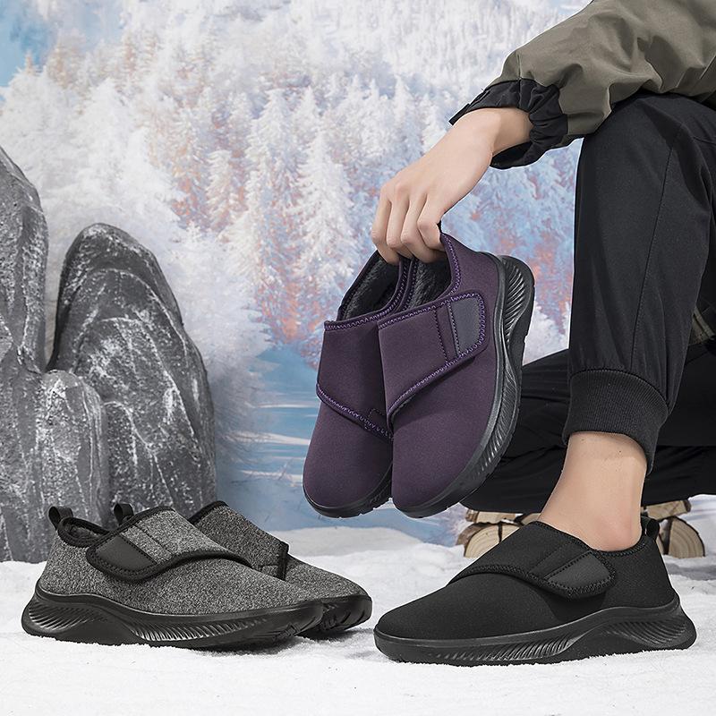 Direct supply of new warm outdoor sports wide last shoes casual velvet cotton shoes non-slip solid color winter shoes