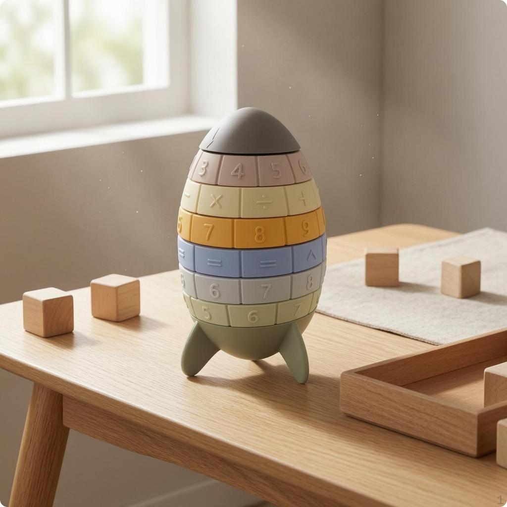 Spacecraft Stacking Toy Raised Numbers Number Math Symbols Silicone Stacker