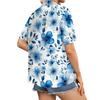Women's Casual Short Sleeve Button Down Shirt Floral Print Open Front Collar Top Lightweight Summer Blouse Relaxed Fit