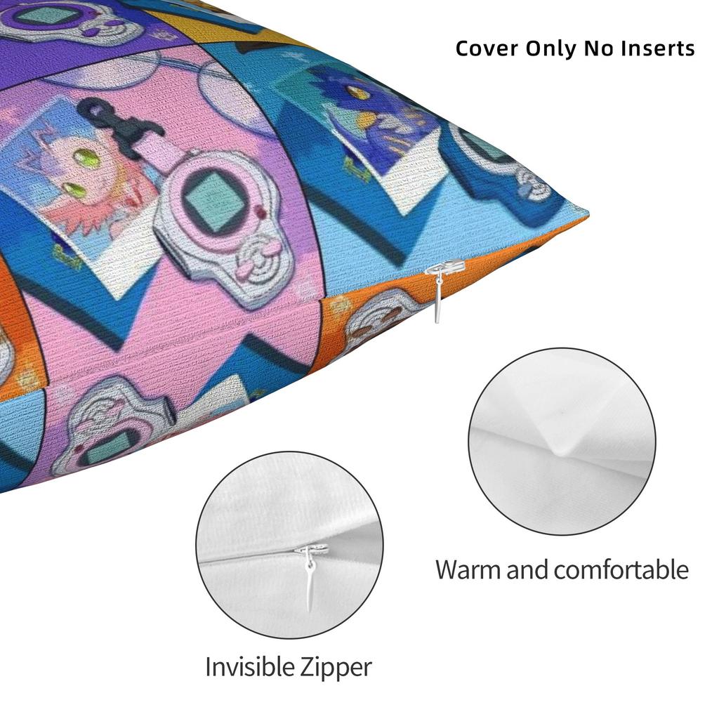 Digimons Cartoon Square Pillow Case Cushion Covers Creative Polyester Decorative Pillowcase For Home 40X40Cm