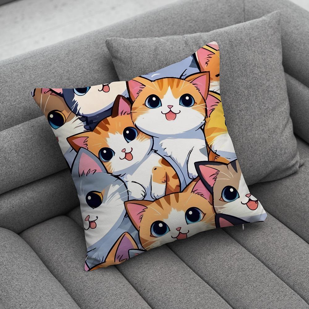 Cute Cat Print Pillow Case Soft Cushion Cases for Farmhouse Sofa Decor Home Decorations and Protector