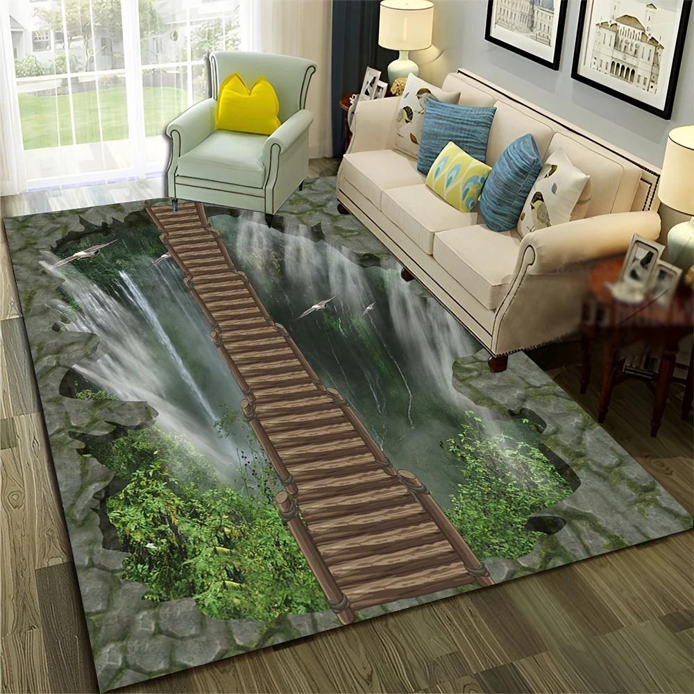 3D Illusion Vision Hallucination HD Carpet Rug for Home Living Room Bedroom Sofa Doormat Decor,Child Area Rug Non-slip Floor Mat