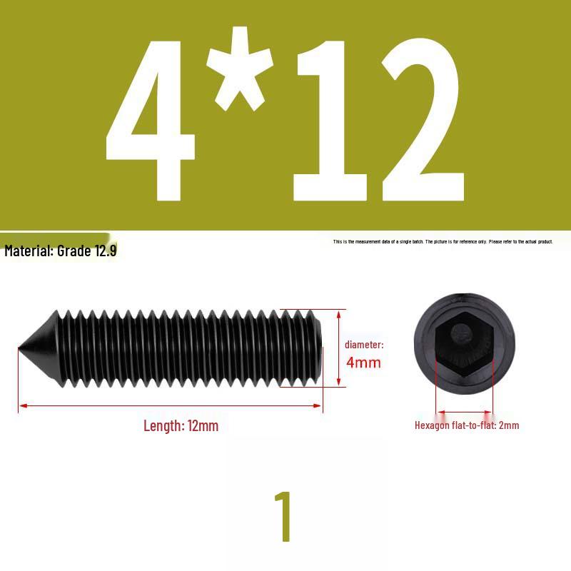12.9 Edelstahl 304 Innensechskant Kegelspitze Gewindestift M2/M3