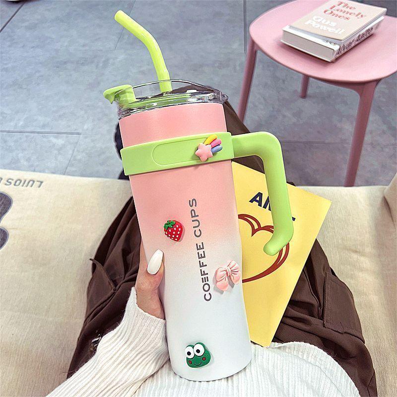 Gradient 40oz Insulated Ice King Cup with Handle & Straw - Ideal for Office & Outdoor Use