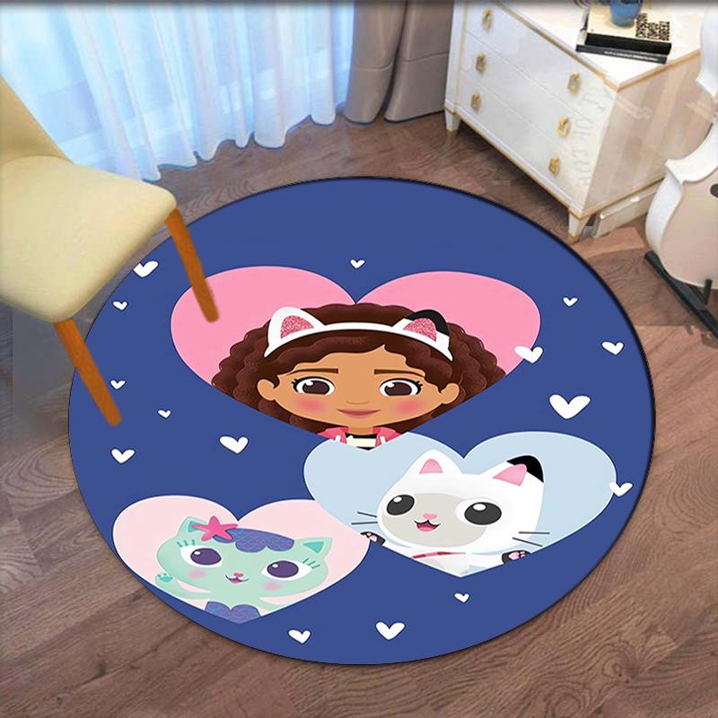 Gabby's Dollhouse Printed Round Rug Carpet Chair Rug Area Rug Entryway Doormats,for Office Chair Living Room Bedroom Kitchen Room.