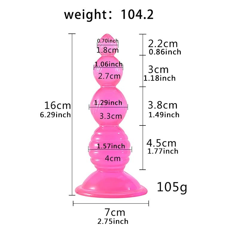 Female Size S/M/L Pull Beads Butthole And Vaginal Use Multicolor Healthy Soft Gel Suction Cup For Women Big Dick Sex Toys