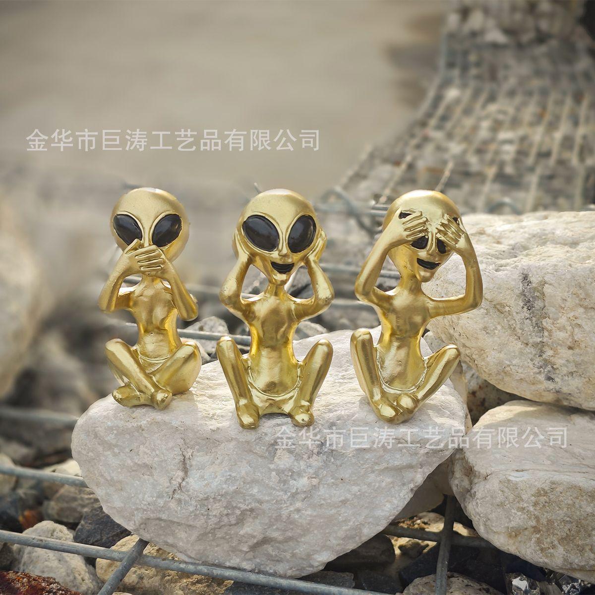 Creativity doesn t listen, doesn t look, doesn t say, three no s, alien resin crafts, ornaments, garden home, office decorations as picture золотой