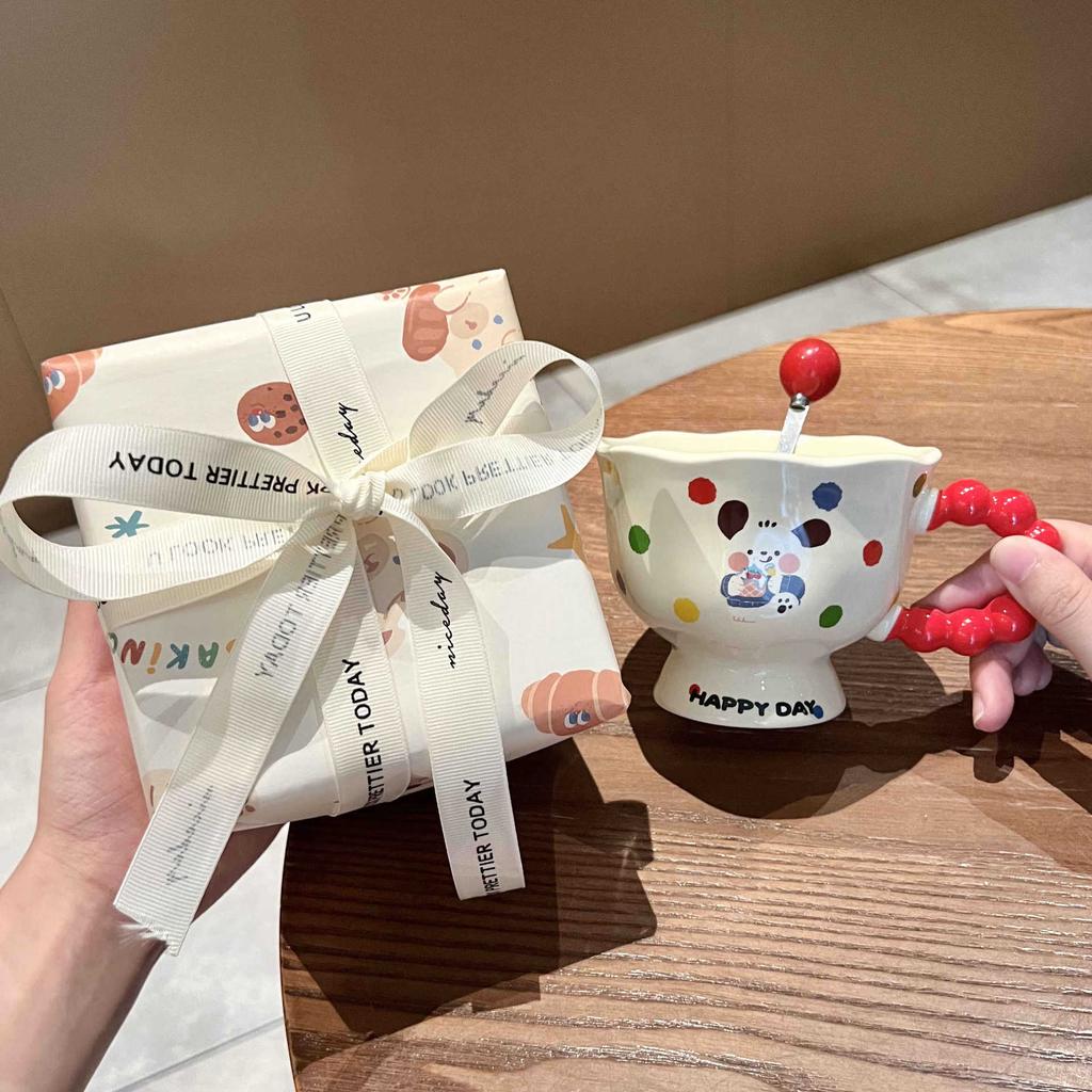 Cute Cute Goblet Hand-painted Cartoon Ceramic Mug Couple Water Cup Birthday Gift Souvenir