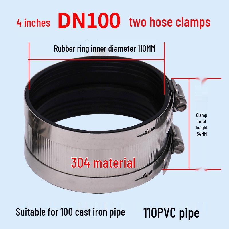 Heavy-Duty Stainless Steel and Cast Iron Flexible Pipe Clamp for Sewer and Drain Pipes