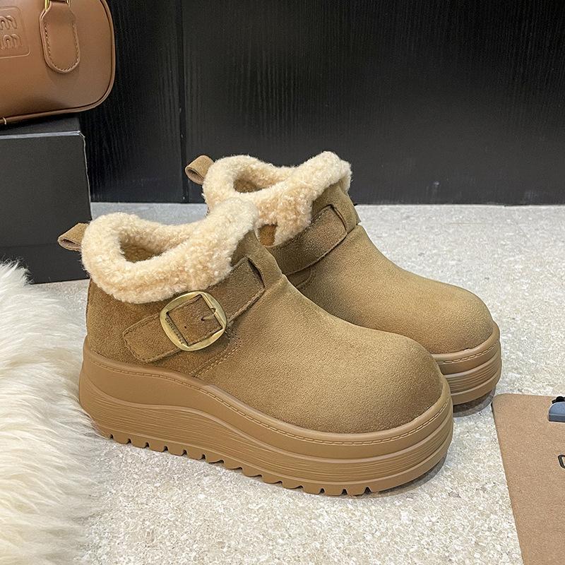 Women's Winter Warm Cold Padded Lining Snow Boots Thick Bottom Heightening Non-slip Wear-resistant Outdoor Leisure Sports Cotton Boots
