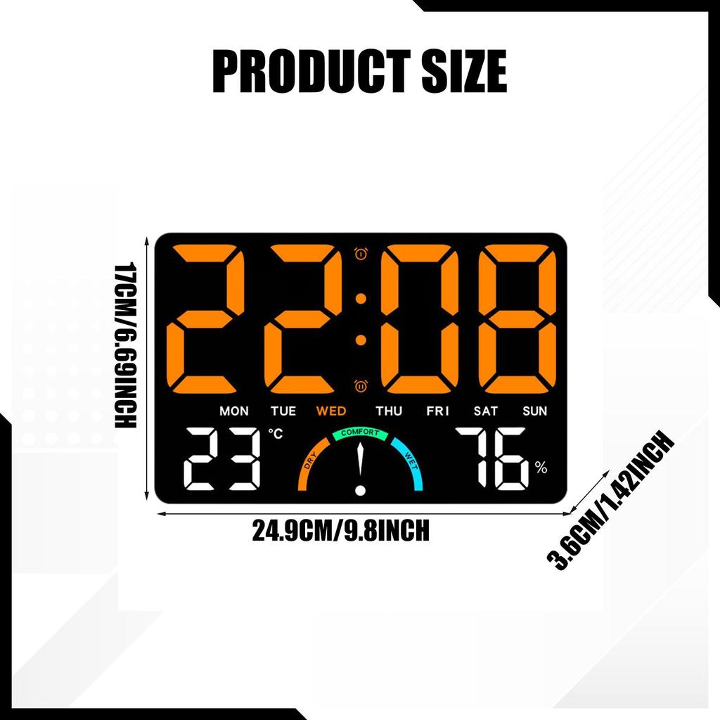 LED Wall Clock Large LED Display Electronic Clock for Adults Home Indoor