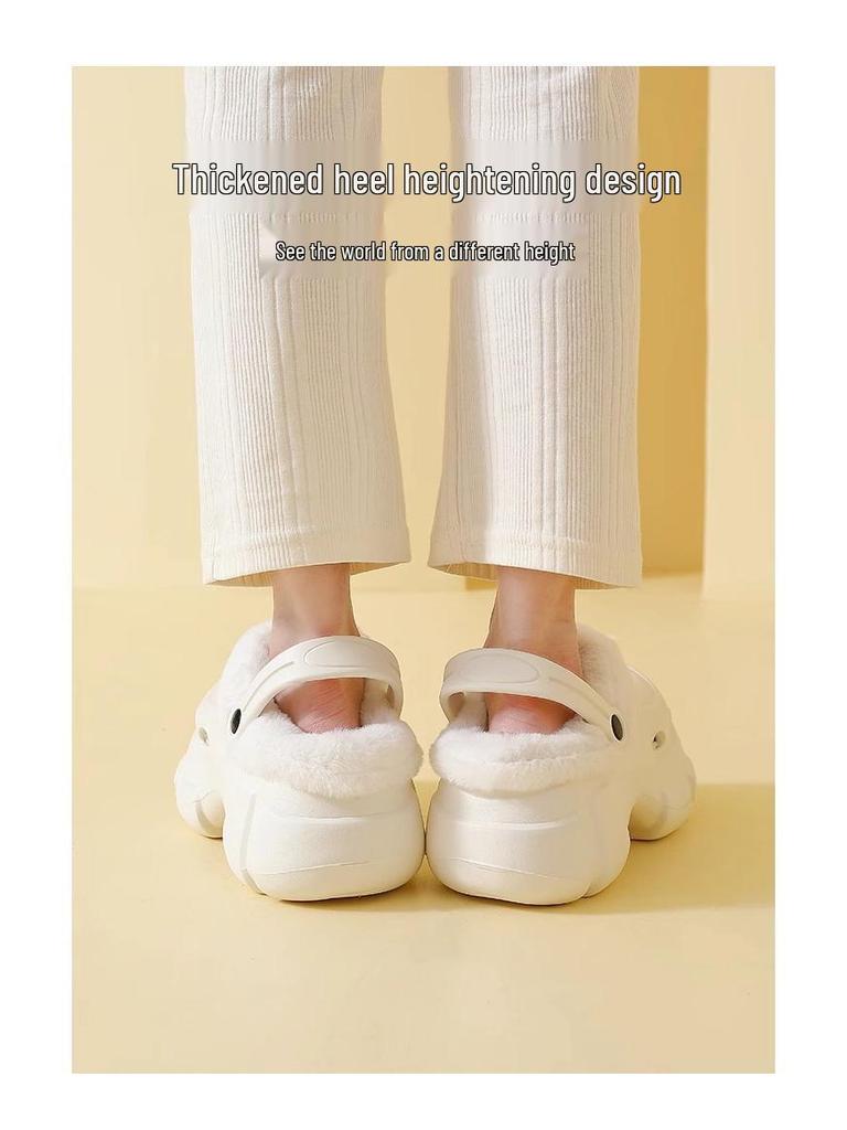 Damskie zimowe buty bawełniane na grubej podeszwie, ocieplane polarem, antypoślizgowe, podwyższające, codzienne