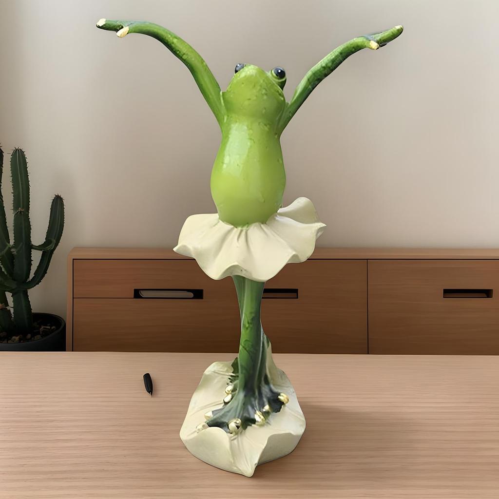 resin Ballet frog statue funny Yoga Frog Outdoor Garden Sculpture Collectible Figurines Home Decorations for Patio Lawn Pathway