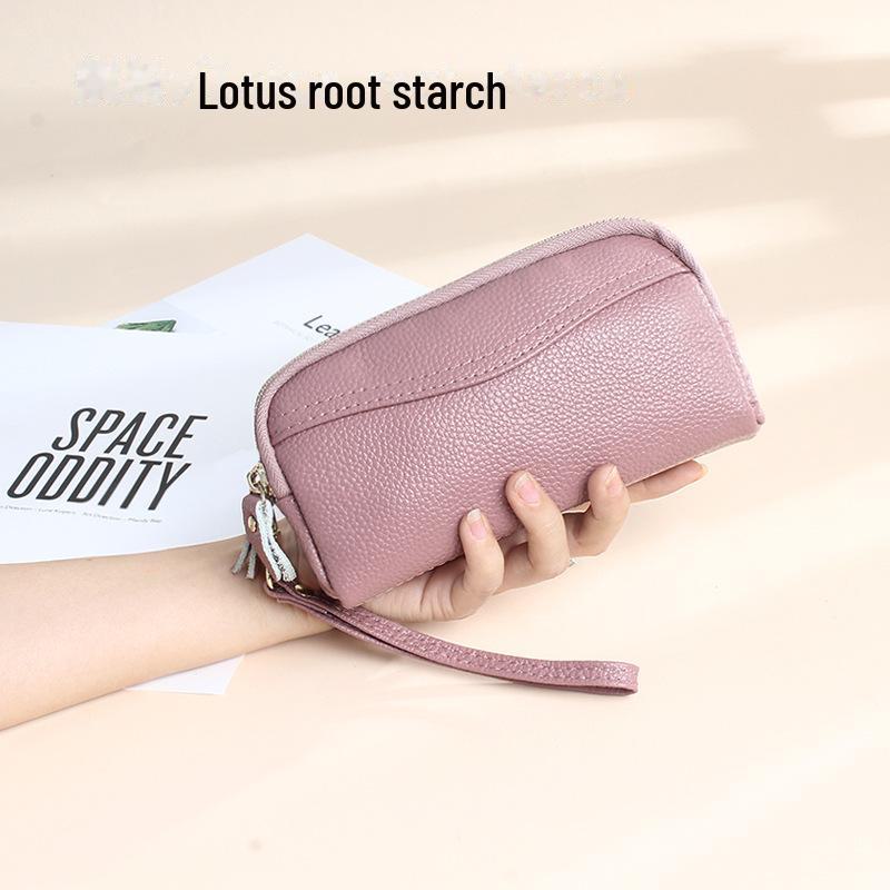 

«Модный длинный кошелек из натуральной коровьей кожи в европейском и американском стиле с двойной молнией»: Женская сумка большой вместимости и сумка для мобильного телефона