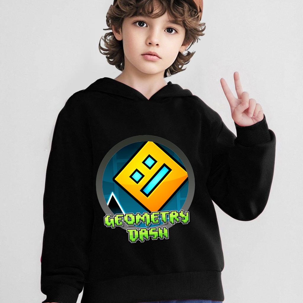 Geometry Dash Hoodie für Kinder Anime Mode Pullover Baby Mädchen Cartoon Jacken Jungen Herbst Kapuzenpullover Kinderkleidung