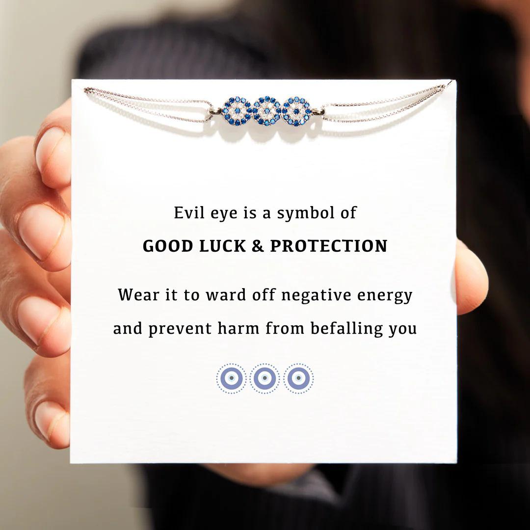 Sterling Silver Evil Eye Diamond Bracelet - European  American Style 925 Silver платиновый
