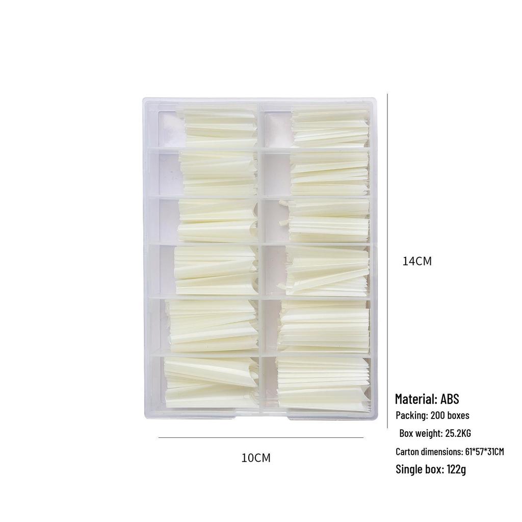 Super Long Denim French Fake Nails - Flat Top, 240 Boxed Nail Tips