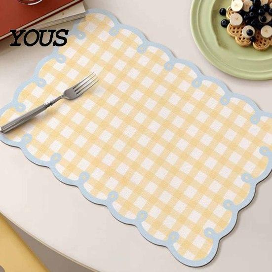 Quick-drying Kitchen Mat Diatomite Plaid Placemat with Wavy Edge, Heat Resistant Non-slip Table Pattern Mat, Absorbent Quick Drying for