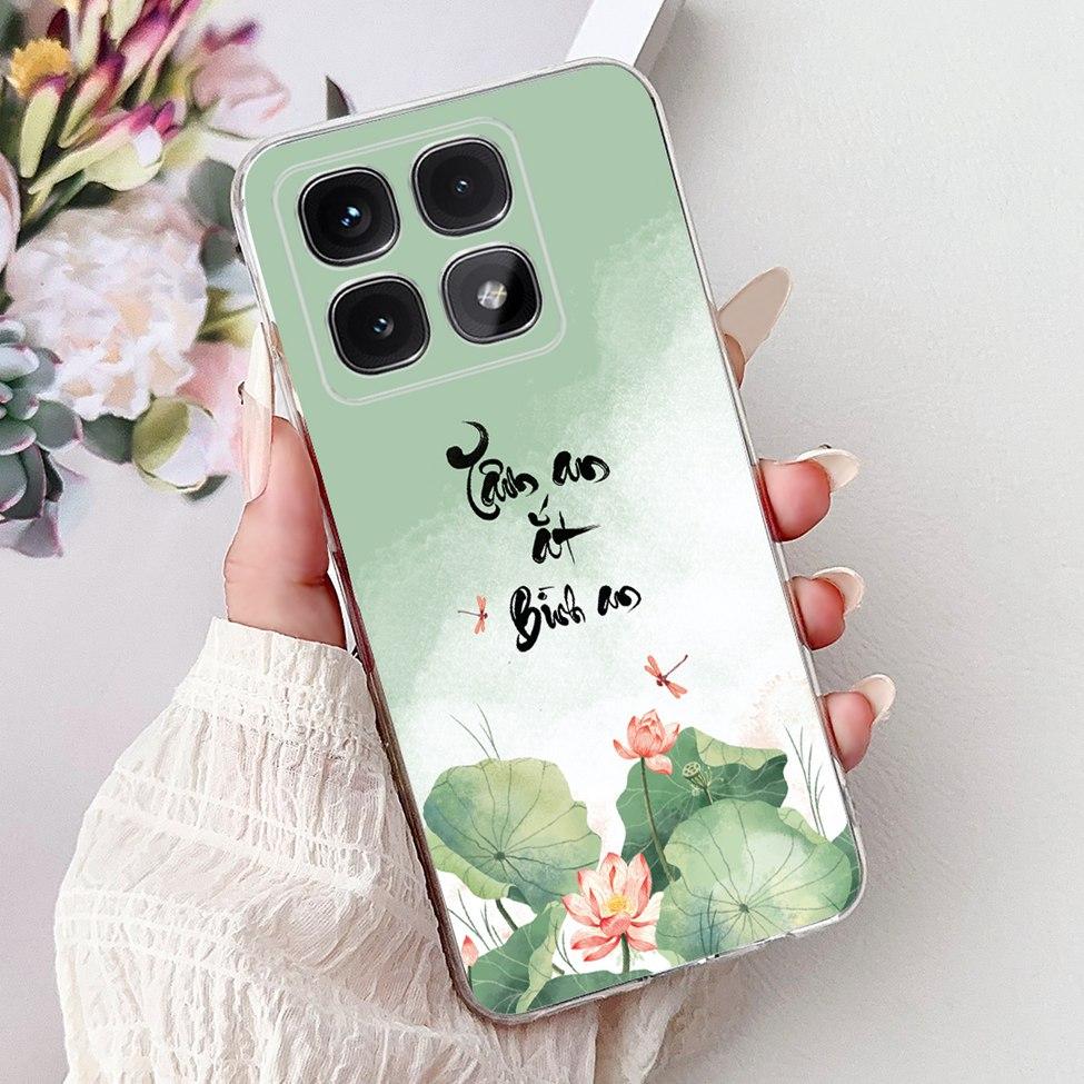 Clear For Xiaomi 14T Case Cover Luxury Cute Cat Fashion Flowers Funny Cool Painted Soft Phone Case 2406APNFAG
