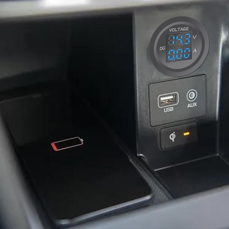 LED Digital Voltage Tester Current Detector Round Dual Display Panel Voltmeter Ammeter DC 12V-24V Meter Indicator