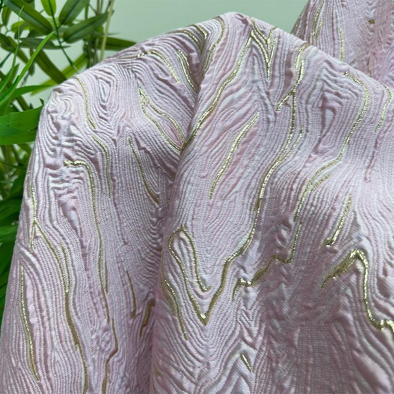1M Flowing Gold Thread 3D Texture Gold-plated Cotton Satin Fabric Oil Painting Jacquard Fabric For Diy Sewing Dress Cheongsam