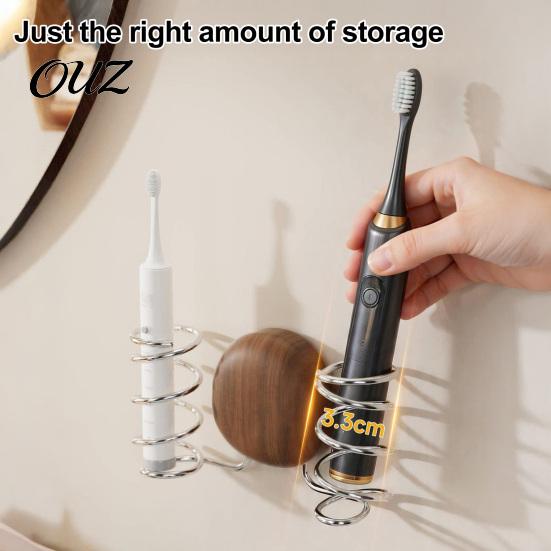 Minimalist Shaver Stand Wall Mounted Toothbrush Holder, Stainless Steel And Wood with Hollow Razor Rack Drainage Design, Suction Cup Storage