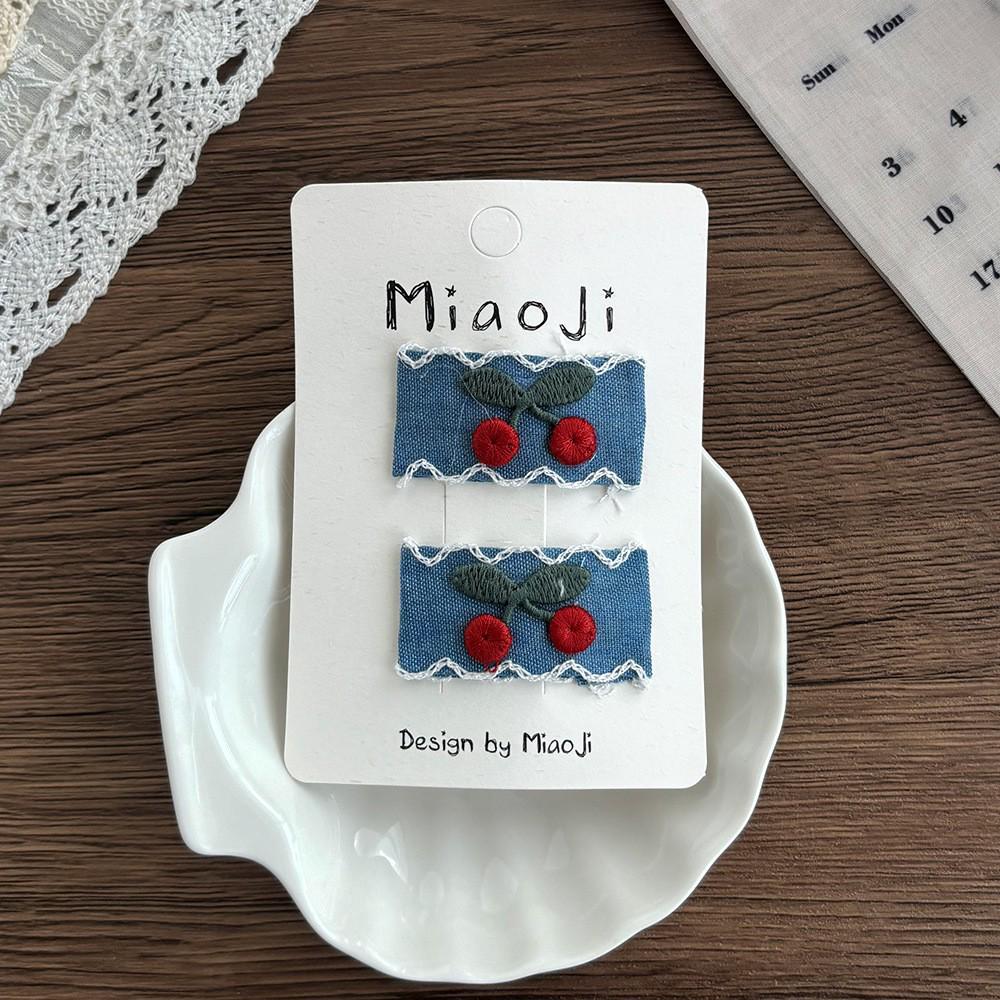 Корейская ретро джинсовая синяя заколка-зажим для волос с горошком – Универсальная, безопасная для волос BB боковая заколка
