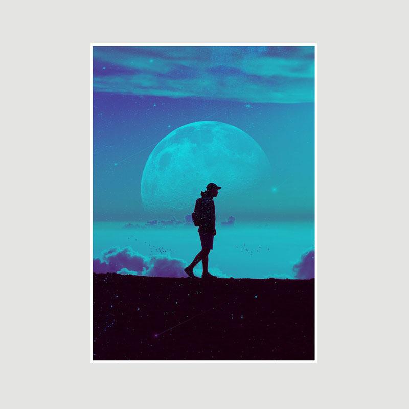 Living Room Decoration Art Painting White Paper Astronaut Space Poster Wall Art Prints Home Decor Bar Cafe Dorm Decorative Pictures Gifts