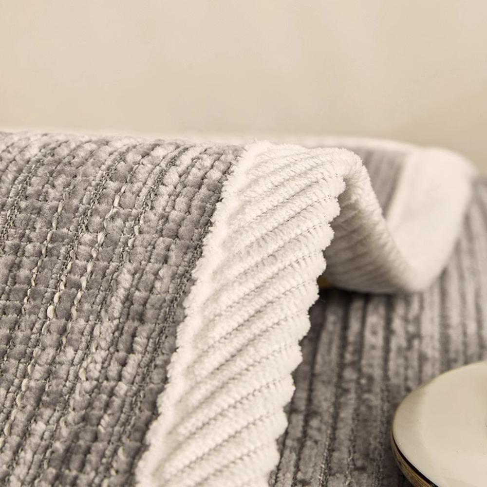 Chenille Fabric Sofa Covers Full Coverage Universal Fit All Season Simple Design Cushion Protector for Living Room