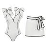 1011 European and American swimwear new black and white color matching sweet girl bow one-piece swimsuit female explosion