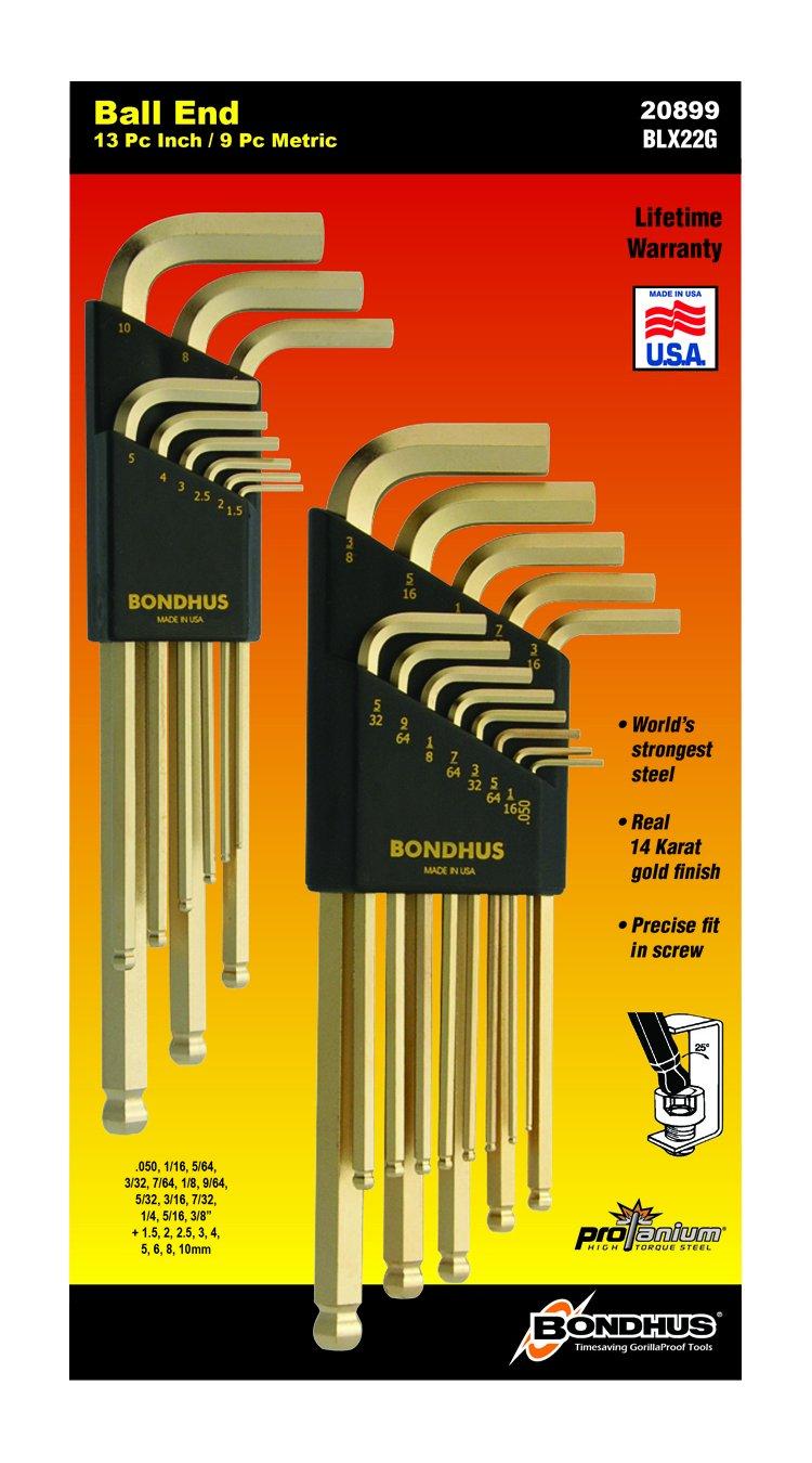 

Hex wrench set 22 pieces 10mm BLX22G []BONDHUS multi-pack (BLX9MG 1.5, 2, 2.5, 3, 4, 5, 6, 8, BLX13G0.050, 1/16, 5/64, 3/32, 7/64, 1/8, 9/64, 5/32,