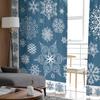Christmas Blue Snowflake Texture Living Room Transparent Tulle Window Curtain Bedroom Kitchen Decor Veil Drapes Curtains