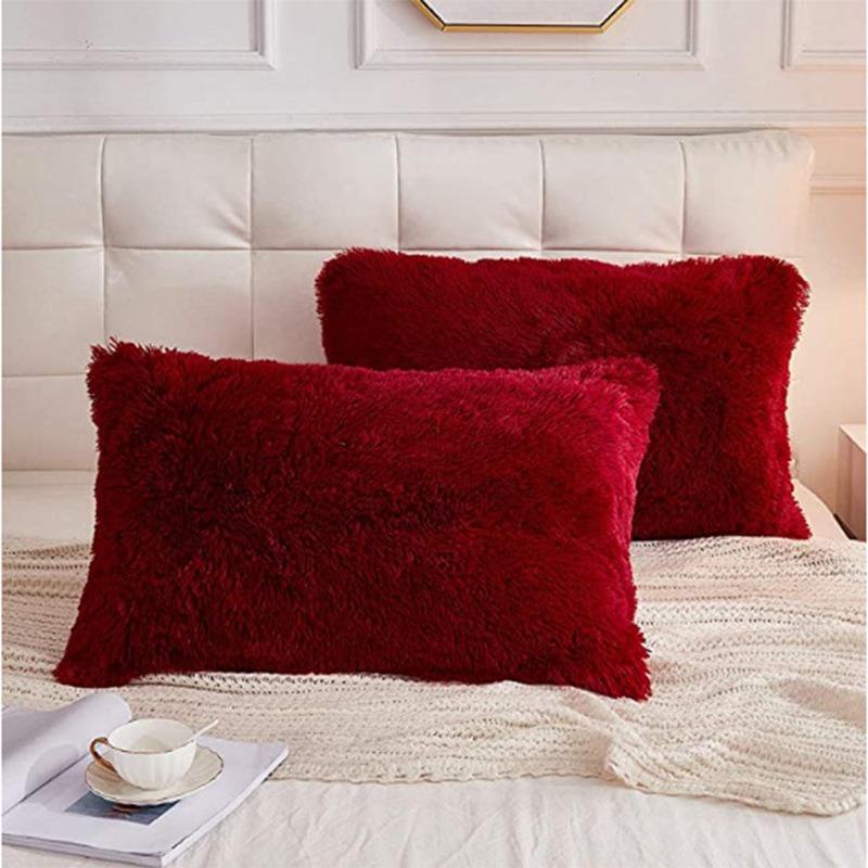 Soft Velvet Mink Plush Rectangle Pillowcase Nordic Fur Solid Color Home Decor