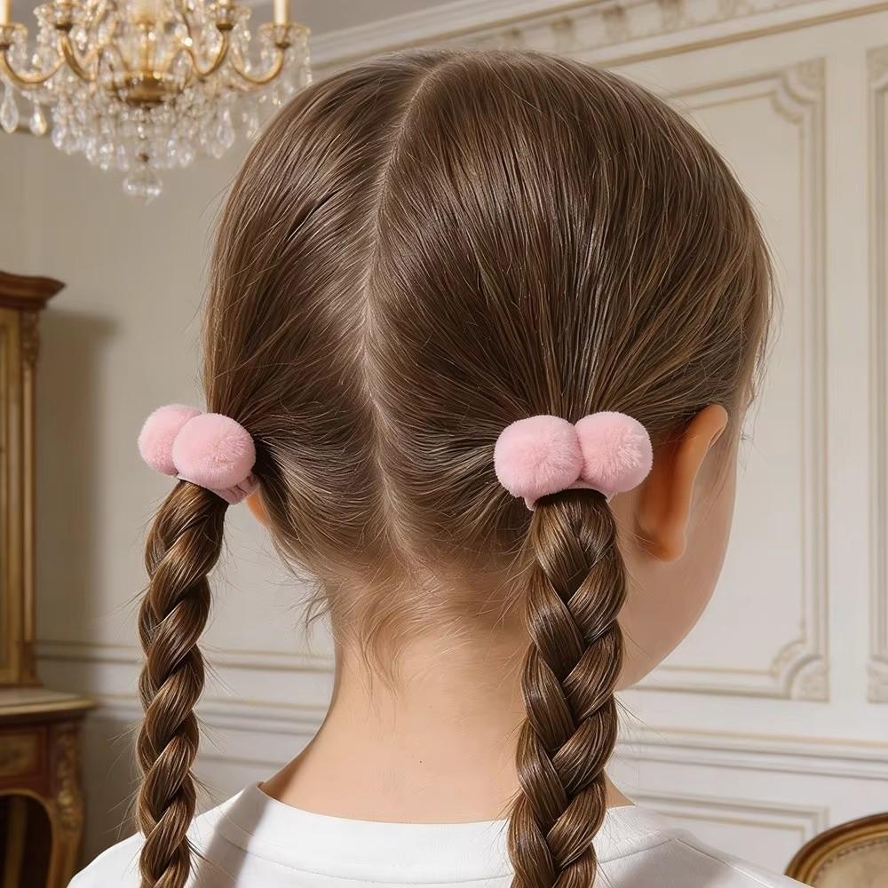 Double Fur Ball Hair Rope Set High Elasticity Small Size Hair Scrunchies Simple Styling Decoration Hairbands Hair Accessories