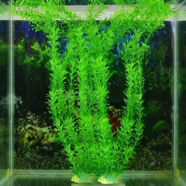 Artificial Aquarium Plants - Plastic Artificial Waterweeds for Aquariums, Decorative Accessories - Green Grass (approx. 32cm)