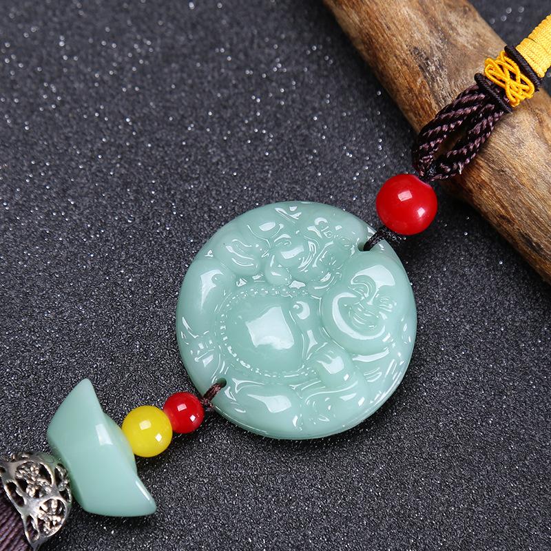 1 Stück Rein und Raus Ping An Runder Buddha Anhänger Pixiu Autoanhänger Ping An Zeichen Autodekoration