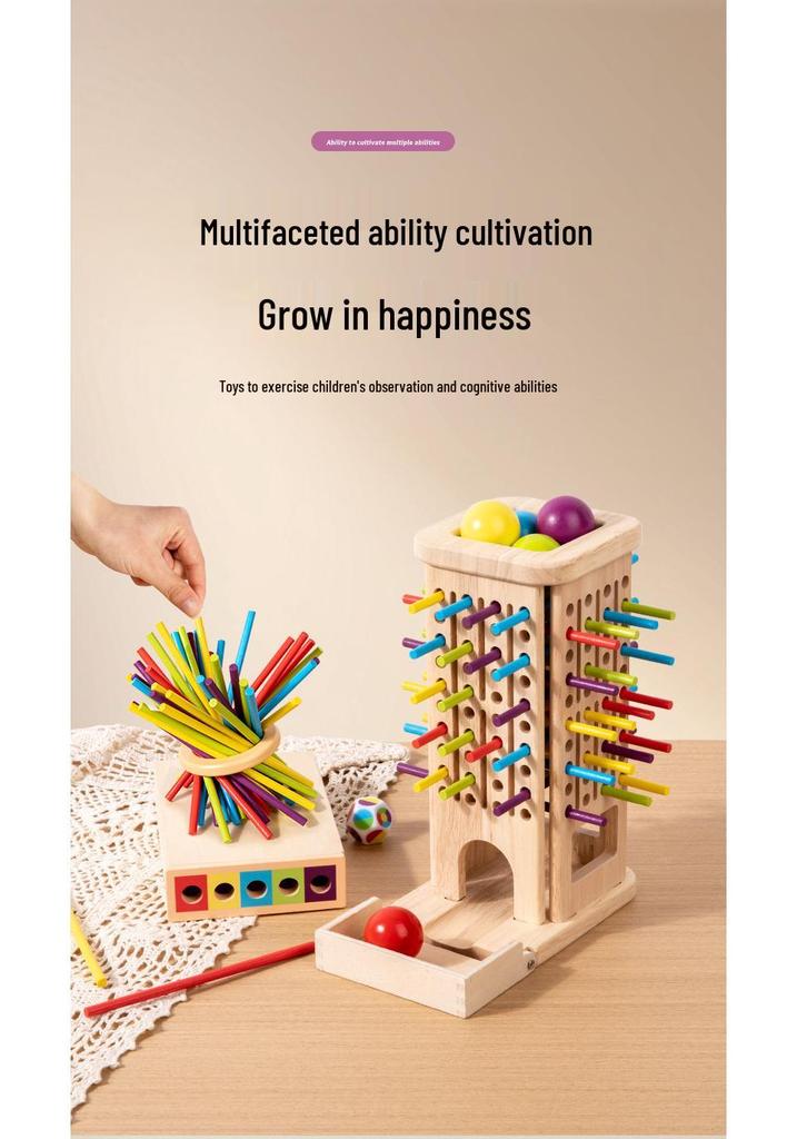 Colorful Wooden Pick-Up Sticks: Interactive Parent-Child Dice & Board Game, Montessori Math Toy
