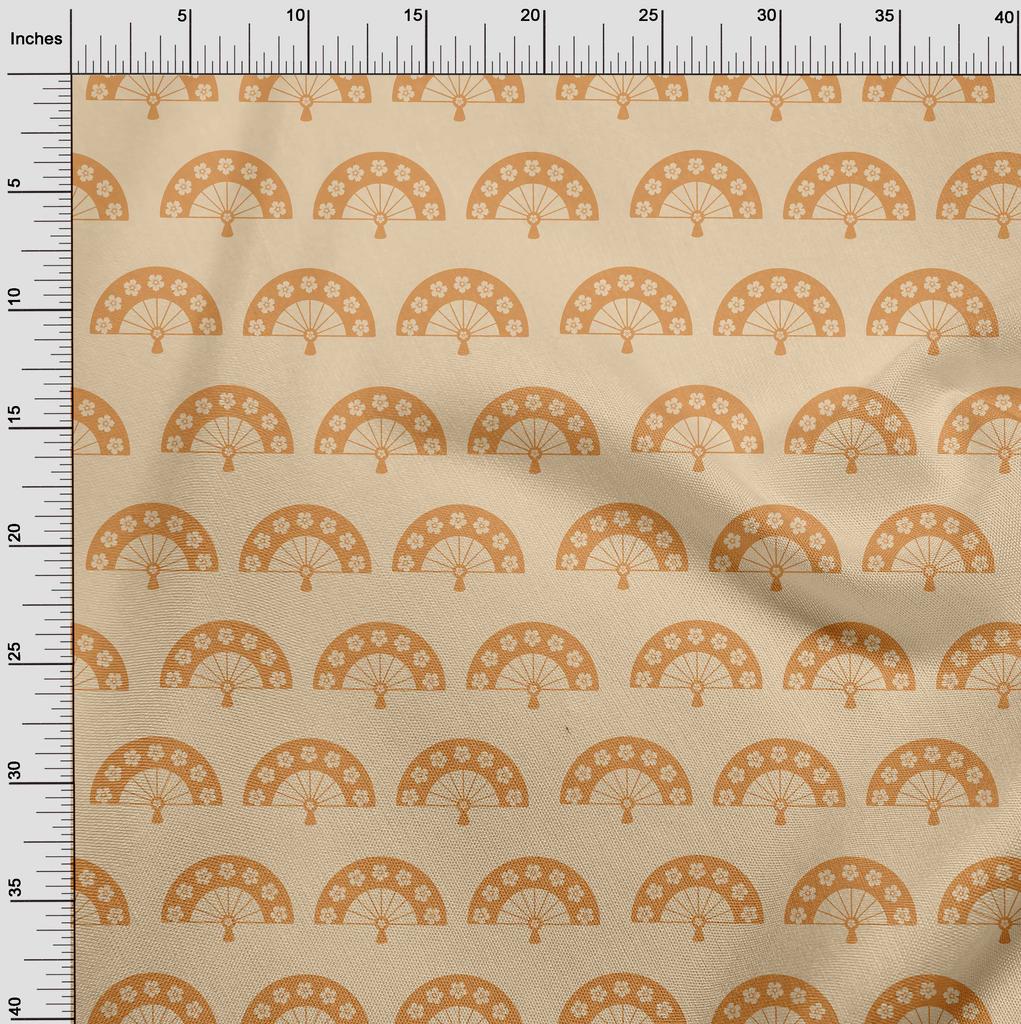 oneOone Cotton Flex Dark Beige Fabric Asian Japanese Diy Clothing Quilting Fabric Print Fabric By Yard 40 Inch