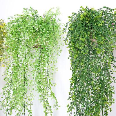 Künstliche Pflanzen, Ranken, Blumen, Wandbehang, Kunstrattan, für drinnen und draußen, Grünpflanze, Pflanze, Blume, Wanddekoration, Heimdekoration