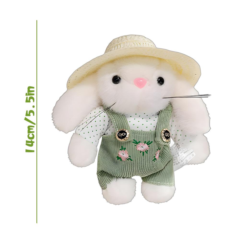 14cm Plush Stuffed Garden Bunny Plush Toys Handmade Clothes and Hats Gardener Little Rabbit Doll Christmas Gifts for Kids