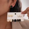 Ten-piece Set of Oil Drop Pearl Bow Flower Square Silver Needle Stud Earrings Retro Simple Earrings
