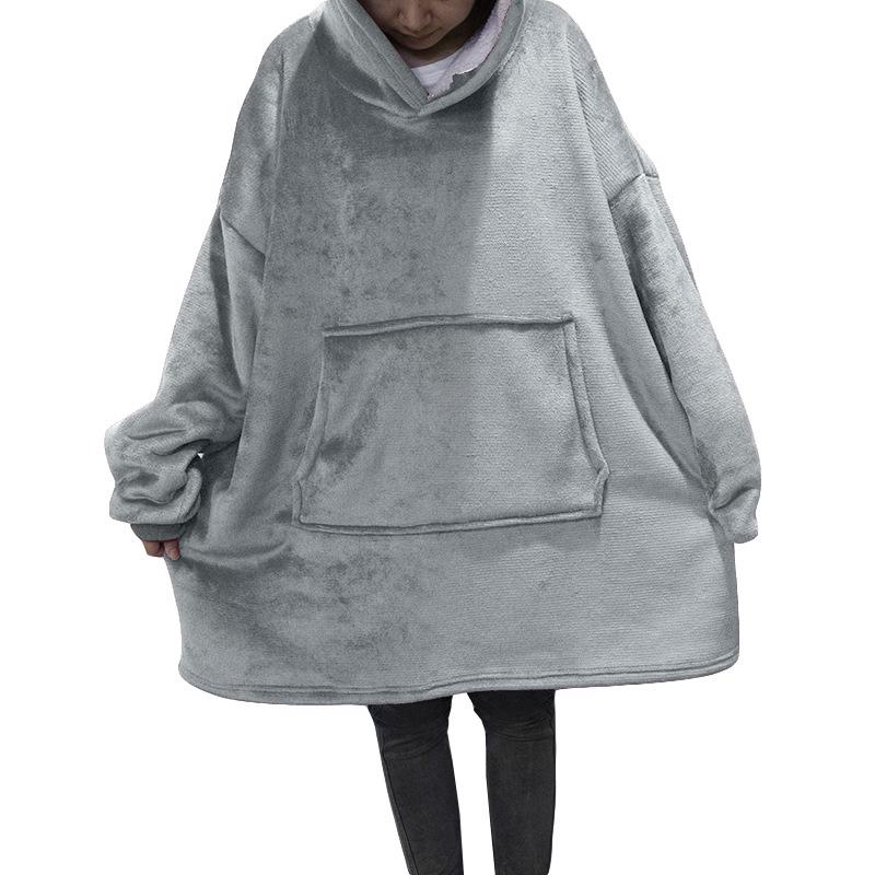 Unisex Winter Fleece Robe - Thick, Warm, Outdoor & Home Mid-Length for Couples