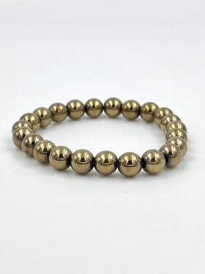Lesklý zlatý korálkový náramek, Unisex metalický korálkový náramek, Módní náramek s přívěsky, Perfektní tip na dárek